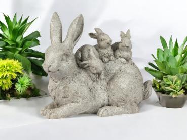 Preview: Zauberhafte Hasengruppe, 34 cm - Frühlings- und Osterdeko